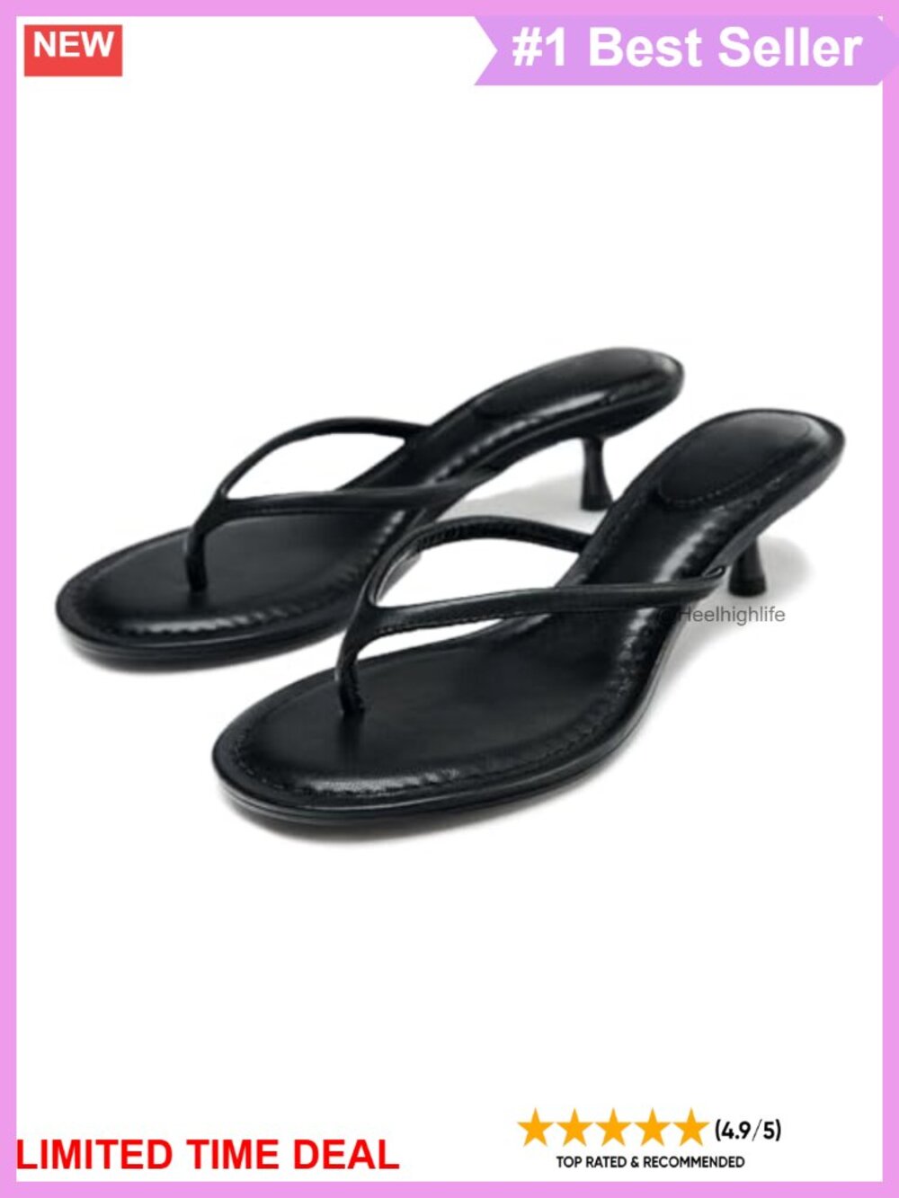 Women's Kitten Heel Thong Sandals Microfiber Leather Suede Slip On